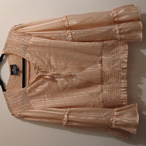 Angie Long Flare Layered Sleeves Pull Over Top Blouse Size L Pink #W-541 - Picture 2 of 13